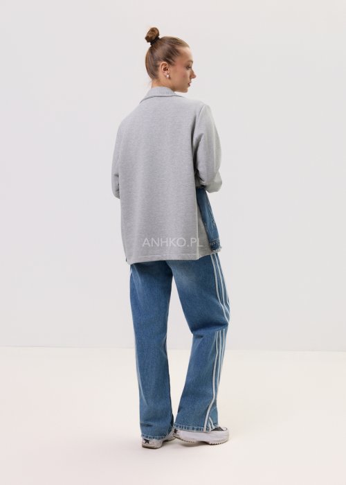 Jeansy szerokie z lampasami – spodnie damskie denim wide leg