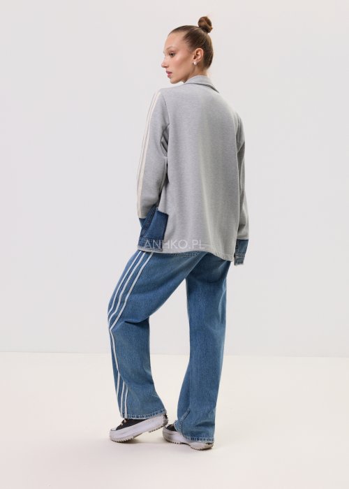 Jeansy szerokie z lampasami – spodnie damskie denim wide leg