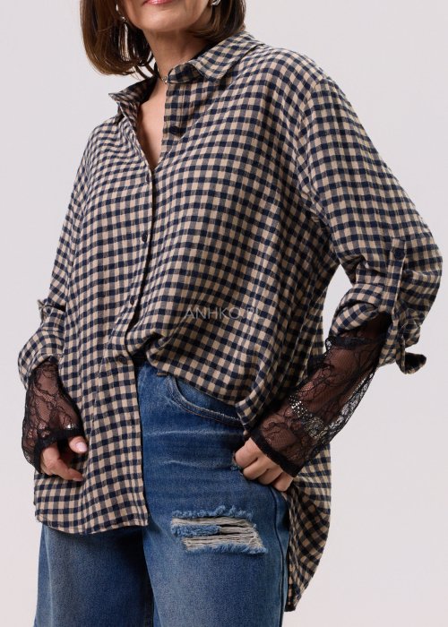 Koszula Sawren Granatowo-Beżowa