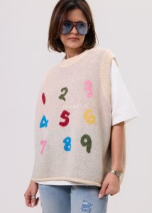 Bezrękawnik Numbers Kremowy Melanż