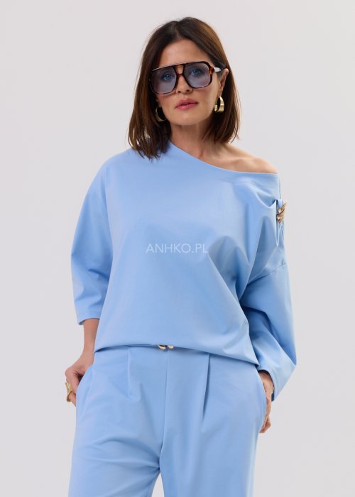Bluzka Metal Accent Błękitna 