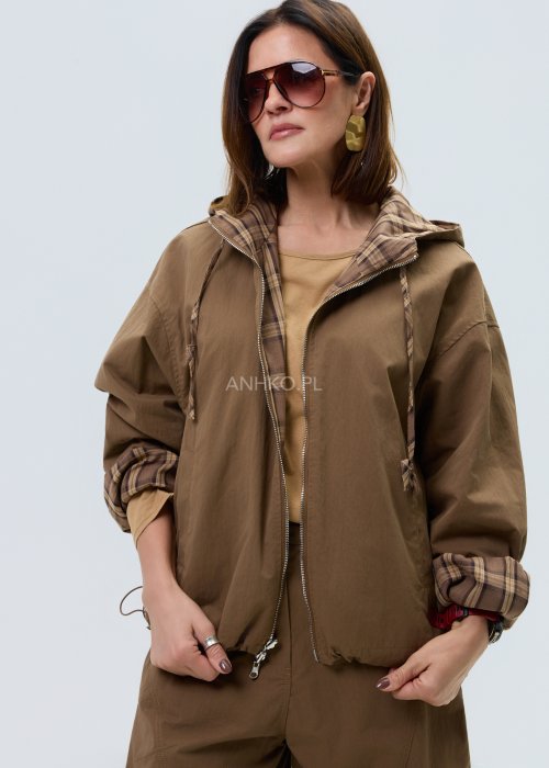 Dwustronna Kurtka Wenolita w Kratę Camel 