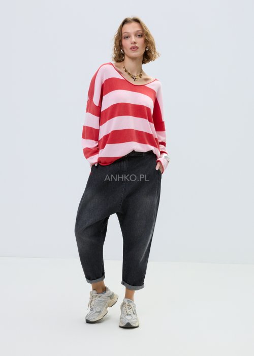 Sweter Sweet Candy Czerwono-Różowy