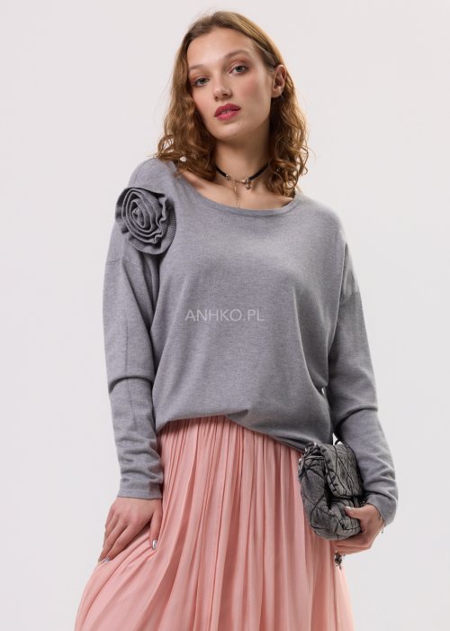 Dzianinowy Sweter Rose Longs Szary