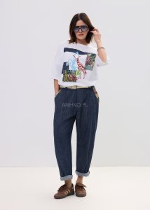 Spodnie Jeansowe z Paskiem Riviera Ciemny Denim