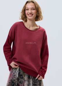 Bluzka z Dodatkiem Lnu Azure Flow Bordowa