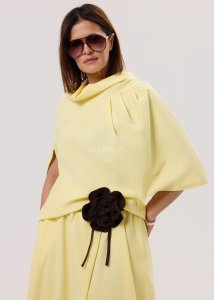 Pasek z Kwiatem Zamszowy Small Ciemnobrązowy