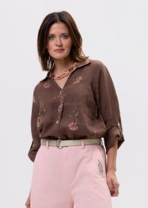 Koszula Lniana Linen Bloom Czekoladowa