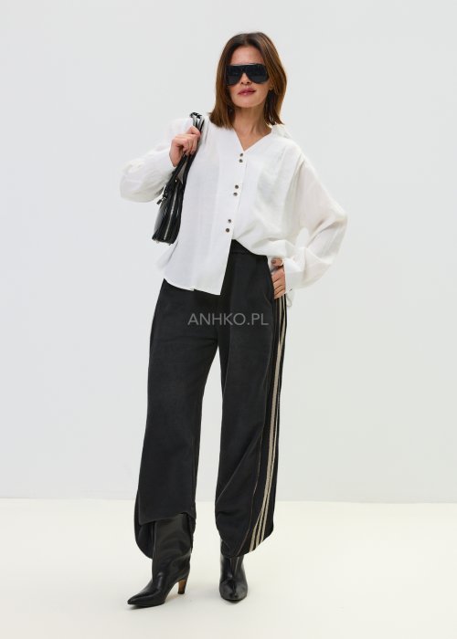 Damska koszula biała z długim rękawem i minimalistycznym designem