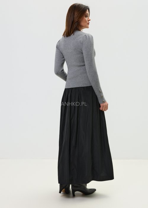 Czarna spódnica długa z wiązaniem w pasie i luźnym krojem