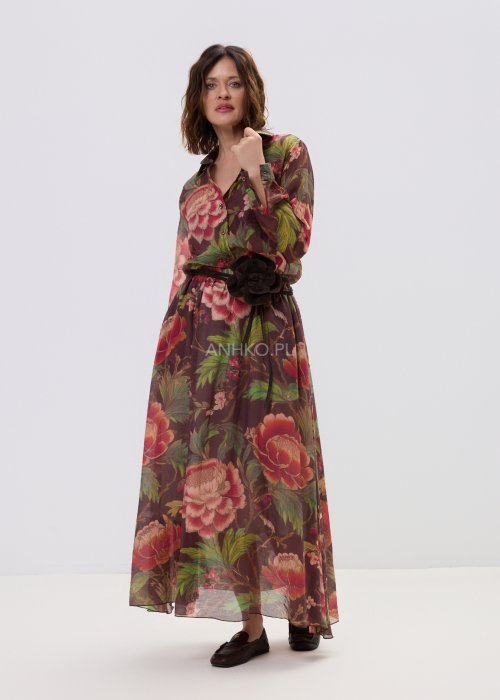 Koszula w kwiatowy wzór damska z długim rękawem