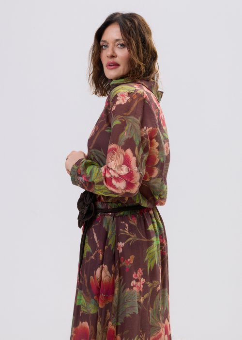 Koszula w kwiatowy wzór damska z długim rękawem