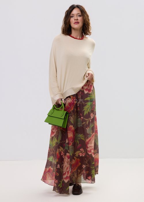 Beżowa bluzka oversize z miękkiego materiału z guziczkami z tyłu