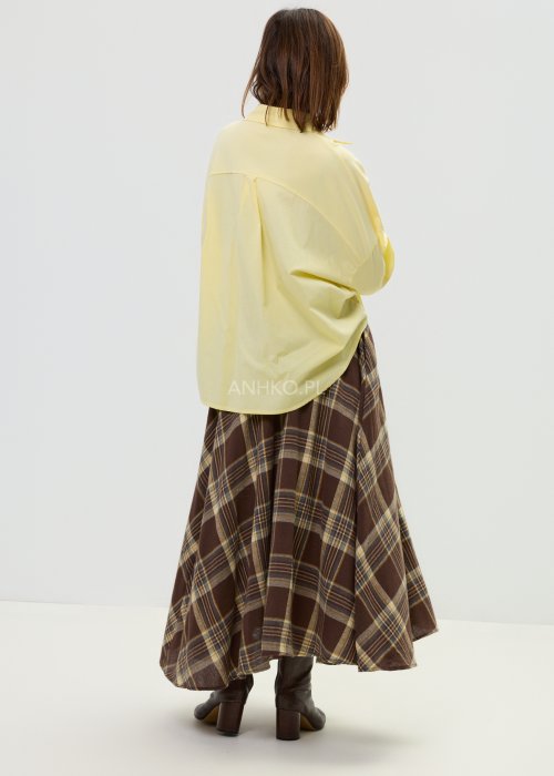 Długa spódnica damska w kratę z rozkloszowanym fasonem