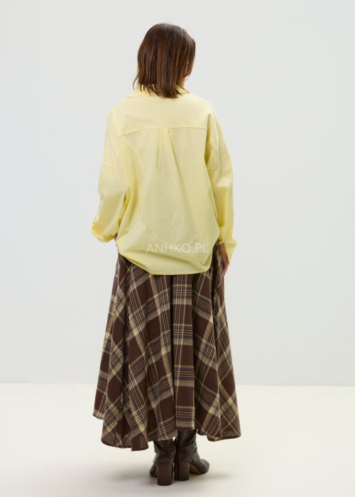 Długa spódnica damska w kratę z rozkloszowanym fasonem