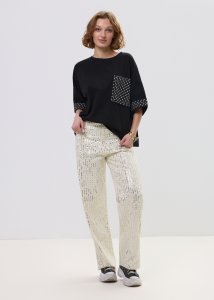 Spodnie Cekinove Love Beżowe 