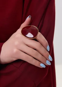 Pierścionek  Golden Stripes Bordowy