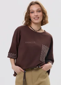 Bluzka Perla Look Brązowa 