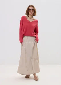 Spódnica z Dodatkiem Lnu Nomad Layers Beżowa 
