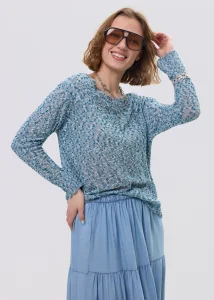 Melanżowy Sweter Rustini Niebieski 