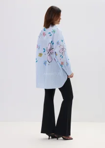 Koszula z Dodatkiem Lnu Wen Blomona Błękitna 