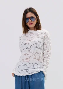 Bluzka Koronkowa Crinkle Crush Biała 