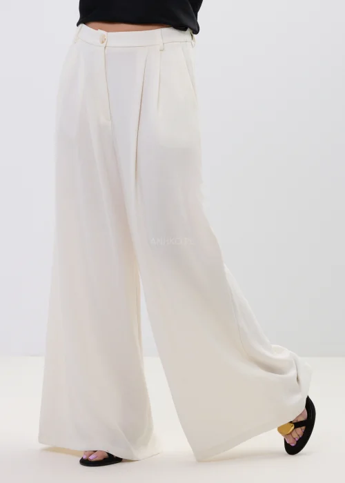 Spodnie z Dodatkiem Lnu Sofola Śmietankowe 