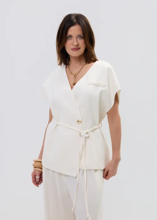 Kamizelka z Dodatkiem Lnu Sofola Śmietankowa 