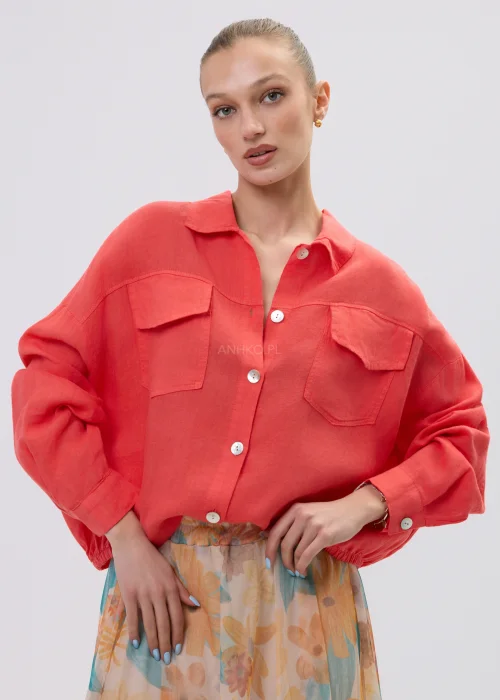 Koszula Lniana Utili Koralowa 