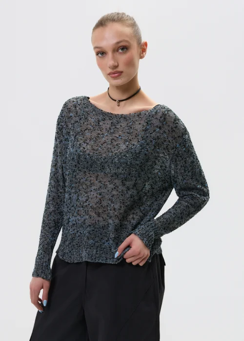 Melanżowy Sweter Rustini Szary 