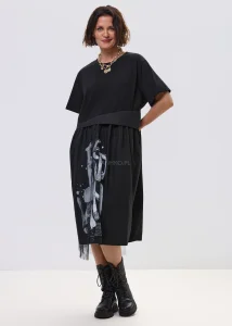 Sukienka Graffiti z tiulem Czarna