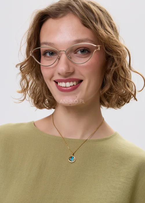 Okulary Zerówki  Cat-Eye Złote 2333 59