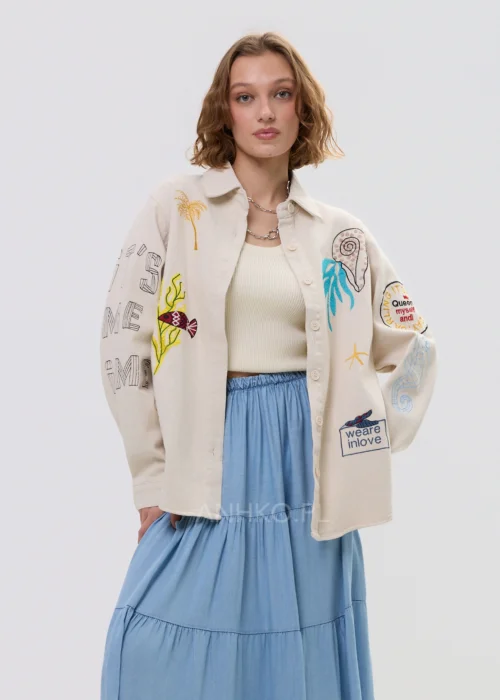 Koszula-Kurtka Jeansowa Ocean Stories Beżowa 