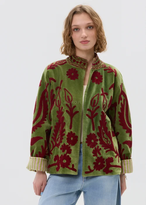 Welurowy Żakiet Boho Velvet Nomad Zielony