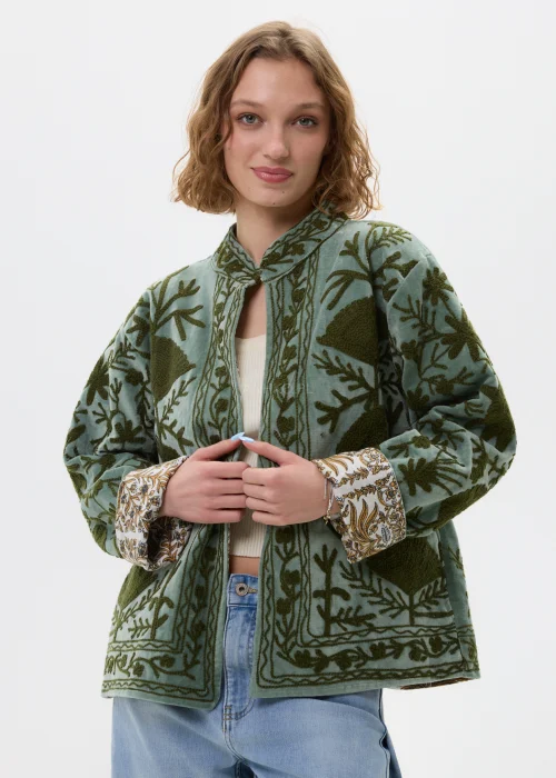 Welurowy Żakiet Boho Flow Velvet Miętowy