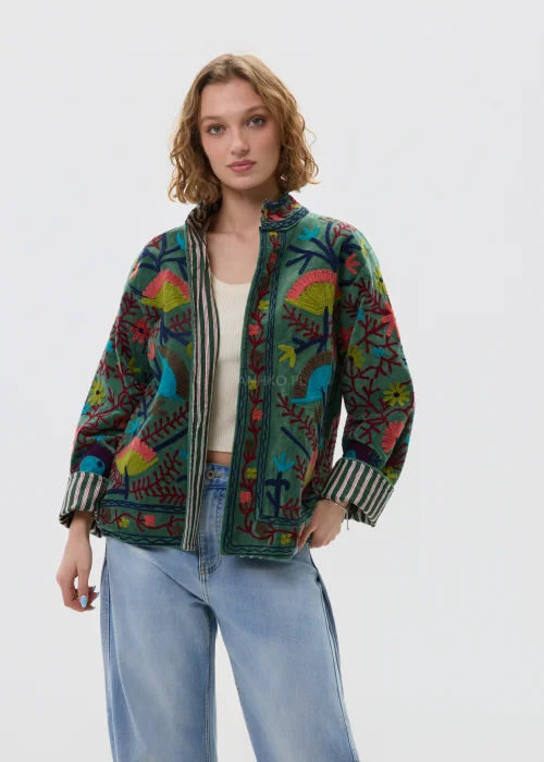 Welurowy Żakiet Boho Garden Muse Khaki