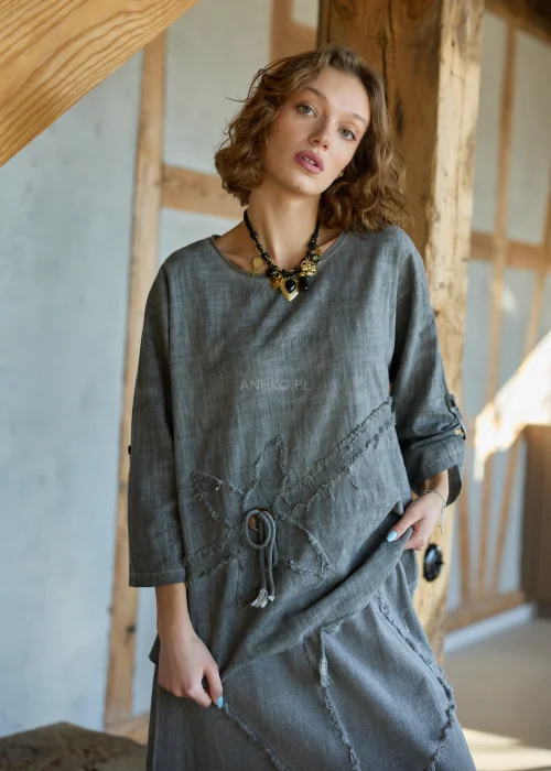 Bluzka Petal Flow Grafitowa 