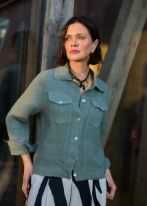 Koszula Lniana Utility Shirt Khaki 