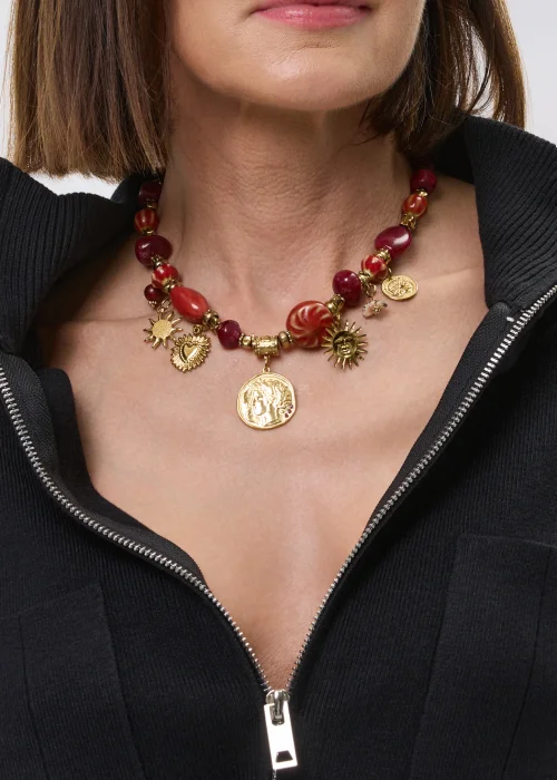 Naszyjnik Sun Bordowy 