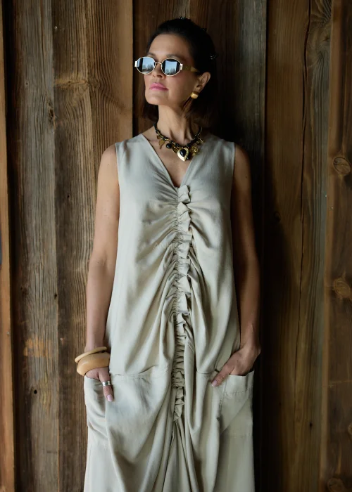 Bransoletka Gruba Clay Wood Jasnobrązowa