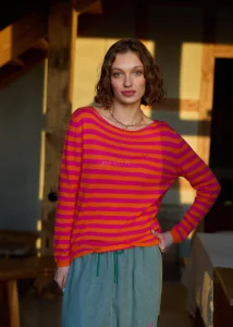 Sweter Coast Stripe Pomarańczowo-Różowy