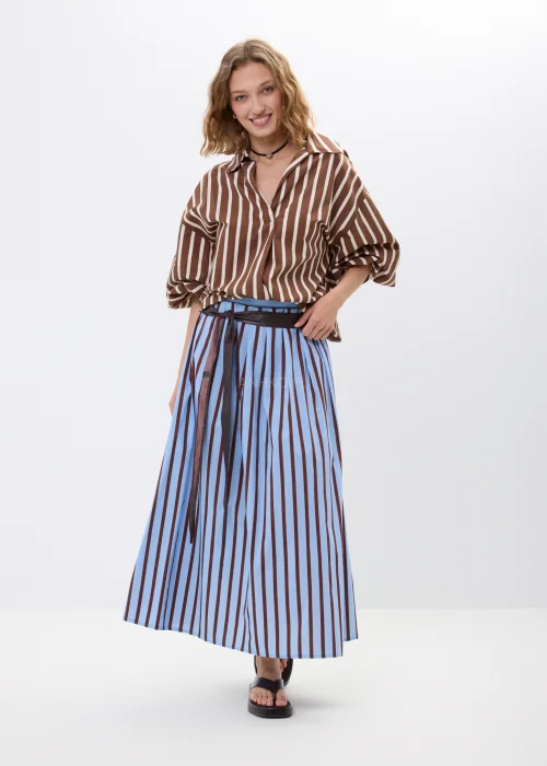 Spódnica Monmon Stripe Niebiesko-Brązowa 