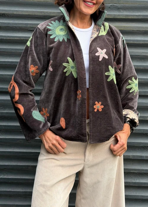 Welurowy Żakiet Boho Reversible Bloom NR.100