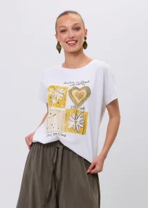 Bluzka Love Patch Yellow Biała 