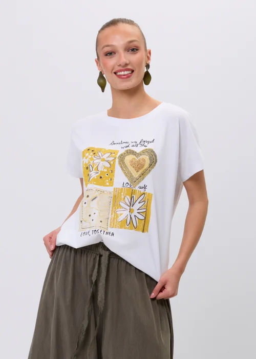 Bluzka Love Patch Yellow Biała 