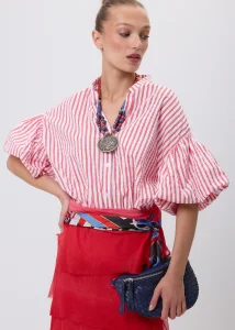Koszula Rosalie Stripe Biało-Czerwona
