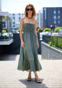 Sukienka Lniana Lunessa Khaki 