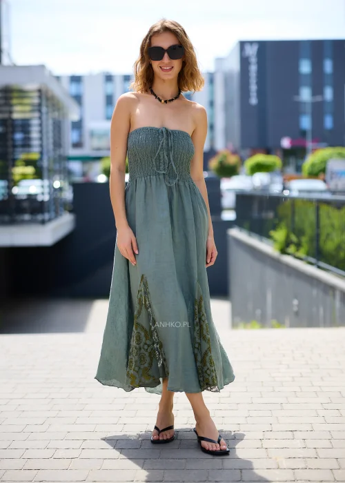 Sukienka Lniana Lunessa Khaki 