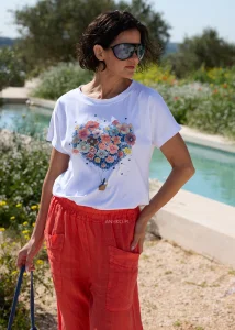 Bluzka Fashion Floral Balloon Biała