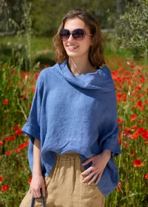 Bluzka Lniana Aveline Cloud Granatowa
